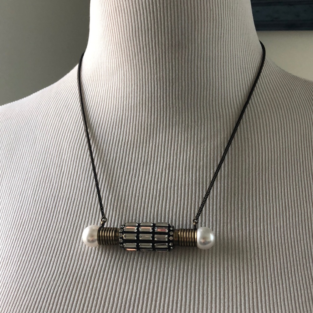 Auden Black and Gold Necklace with Pearl Accents